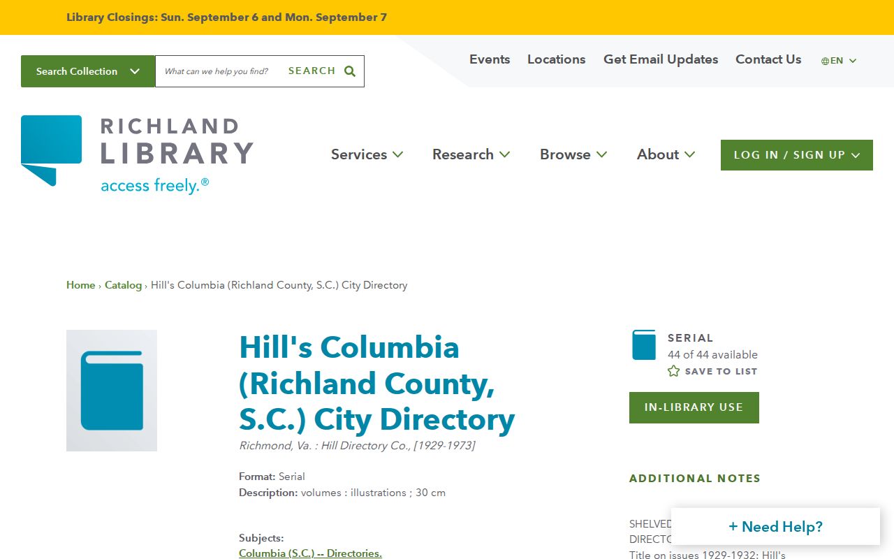 St. Andrews previous residents research using Hill's Columbia directory holdings