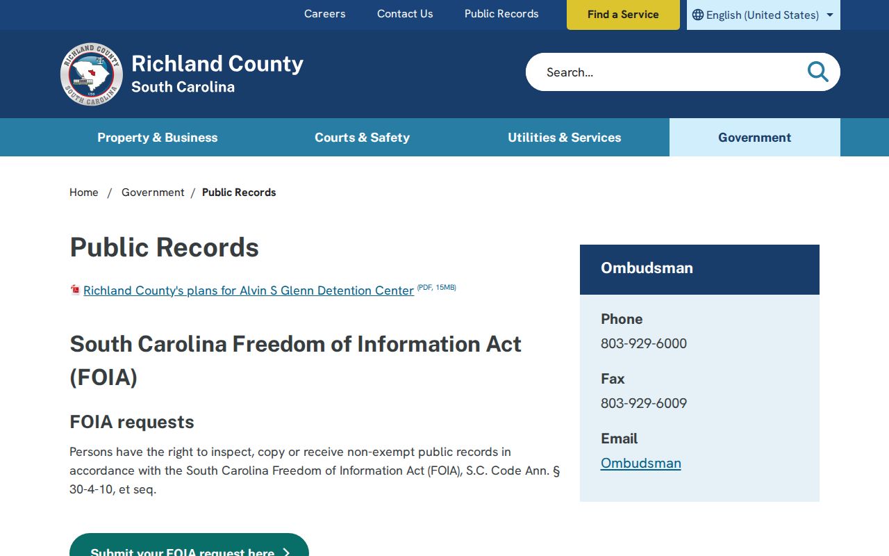 St. Andrews residents directory Richland County FOIA request information