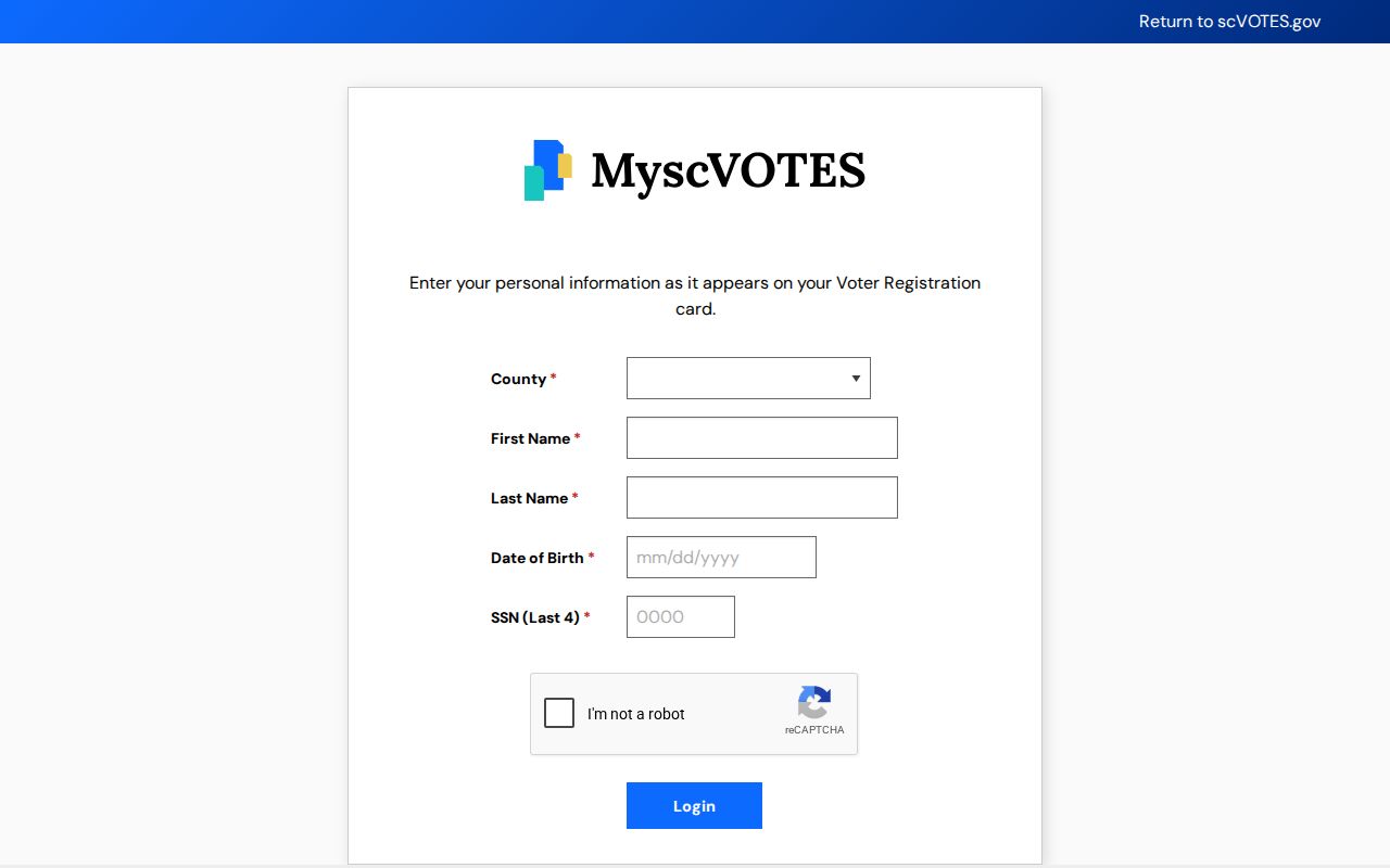 St. Andrews residents directory MySCVotes voter information sign-in