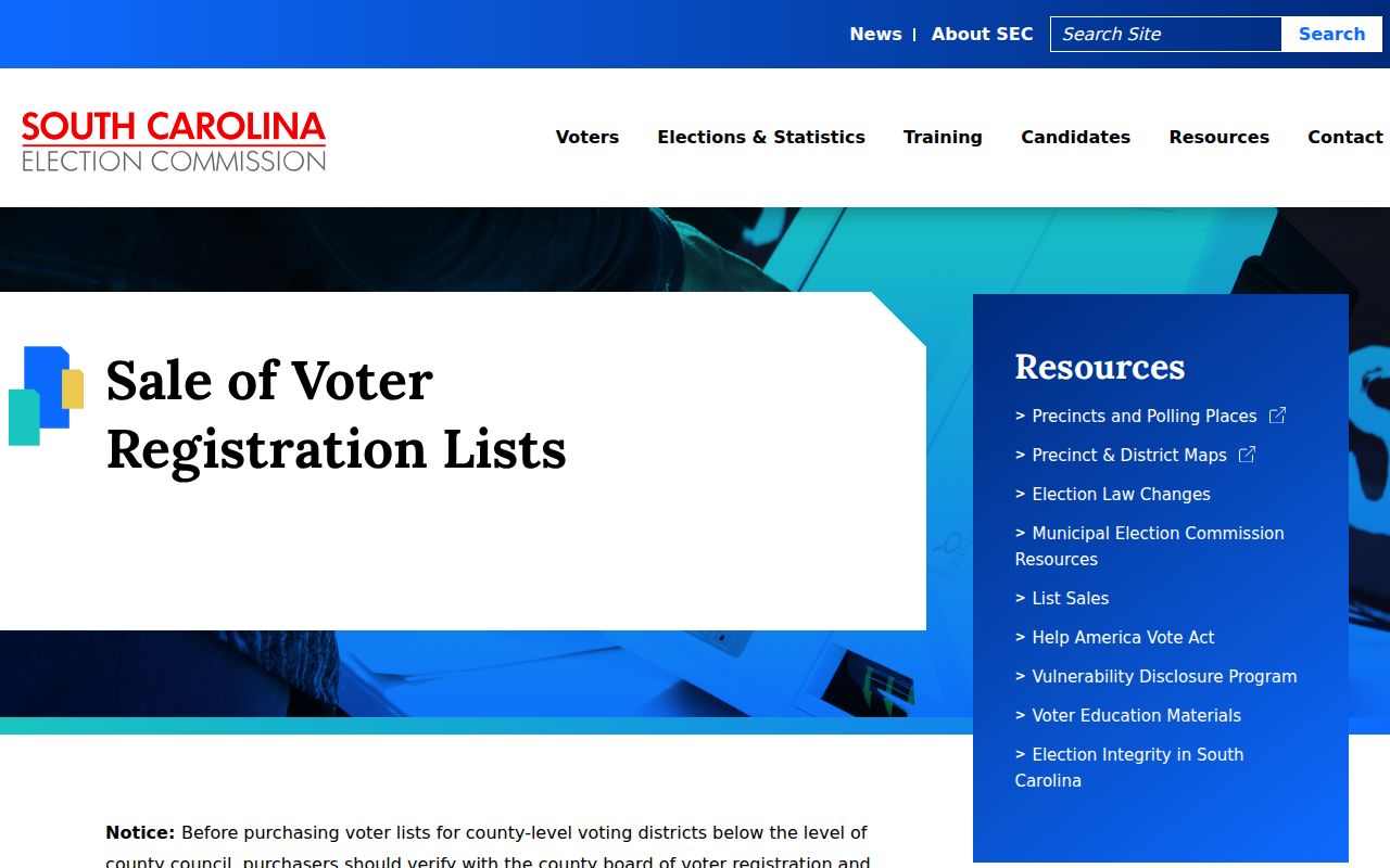 St. Andrews resident lookup South Carolina voter list purchase information