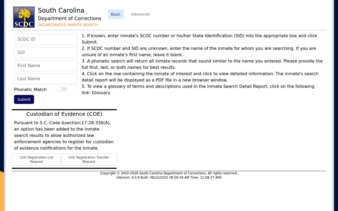 St. Andrews residents directory South Carolina corrections inmate search